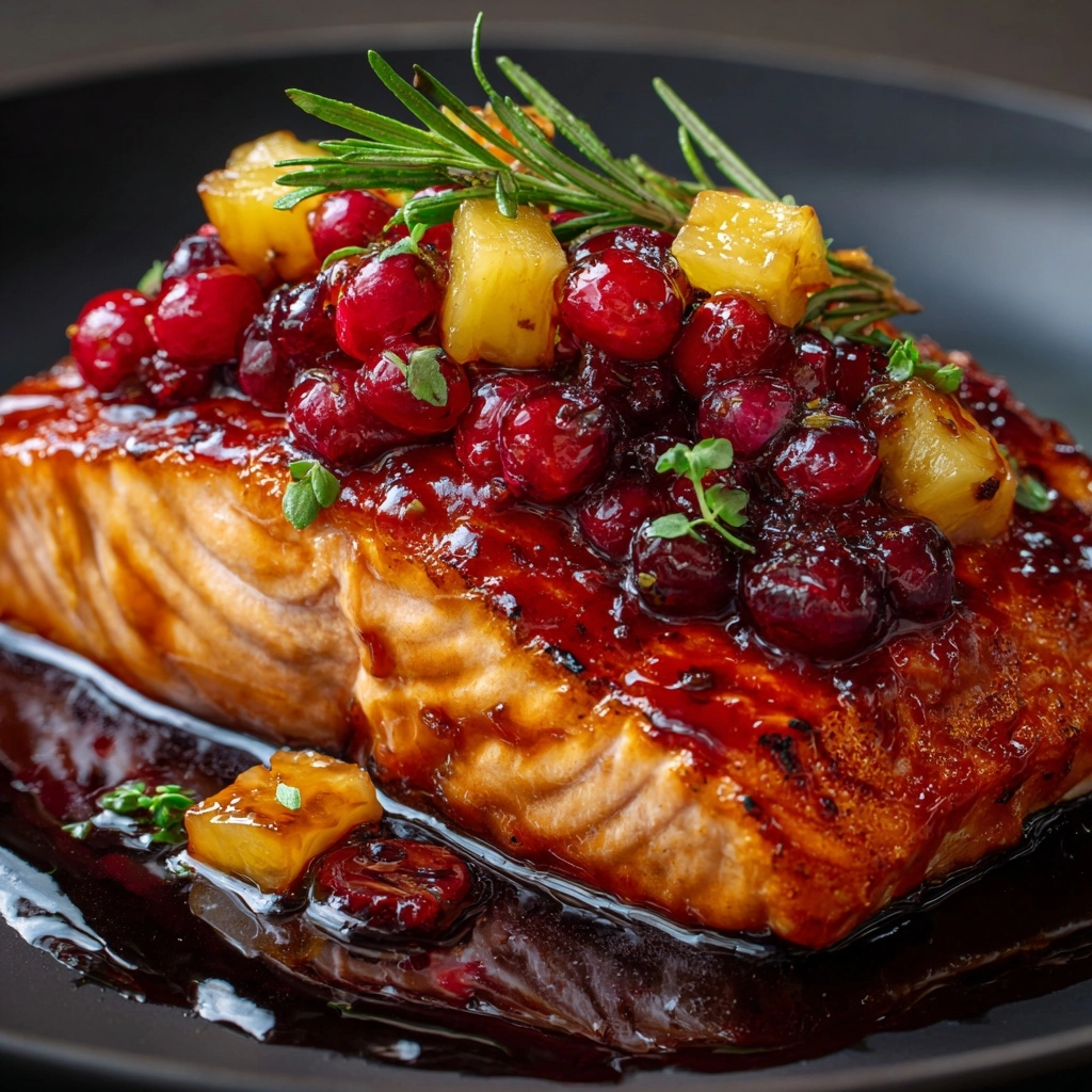 Holiday Glazed Salmon with Cranberry-Pineapple Relish Recipe - Recipe Image