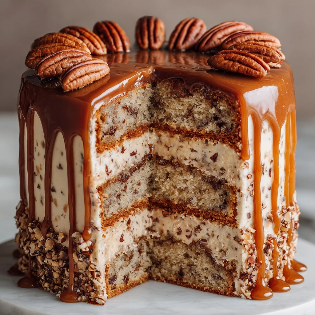 Banana Pecan Caramel Layer Cake Recipe - Recipe Image