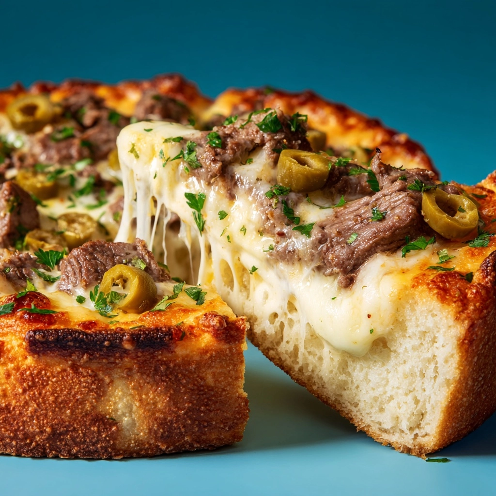 Philly Cheesesteak Cheesy Bread Recipe - Recipe Image