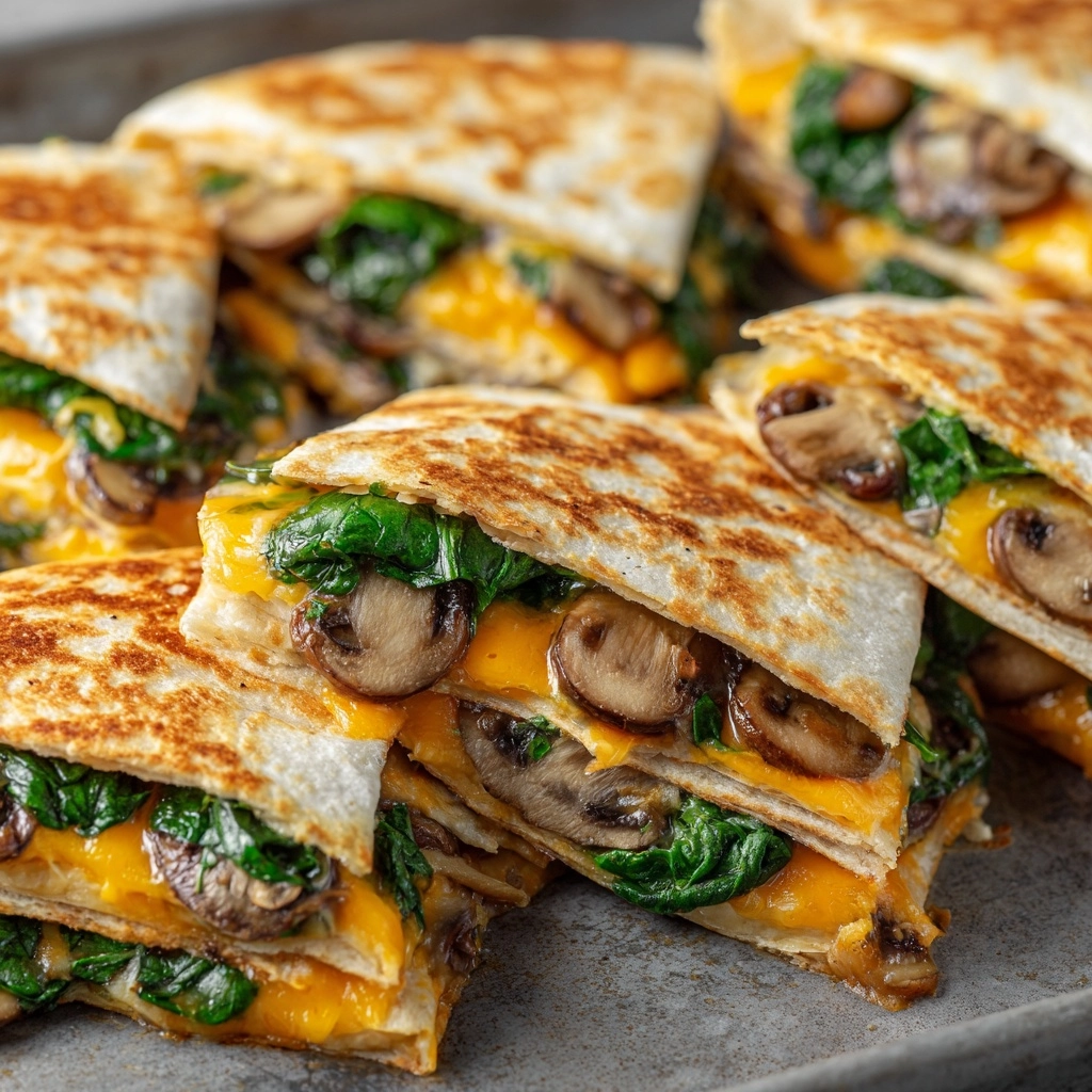 Baked Spinach Mushroom Quesadillas Recipe - Recipe Image