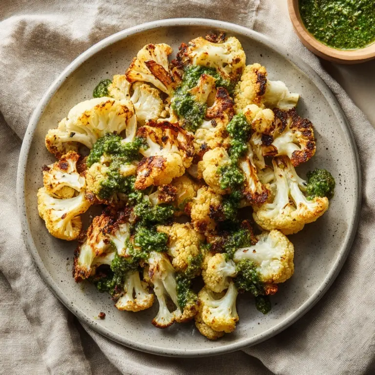 Parmesan Pesto Roasted Cauliflower Recipe