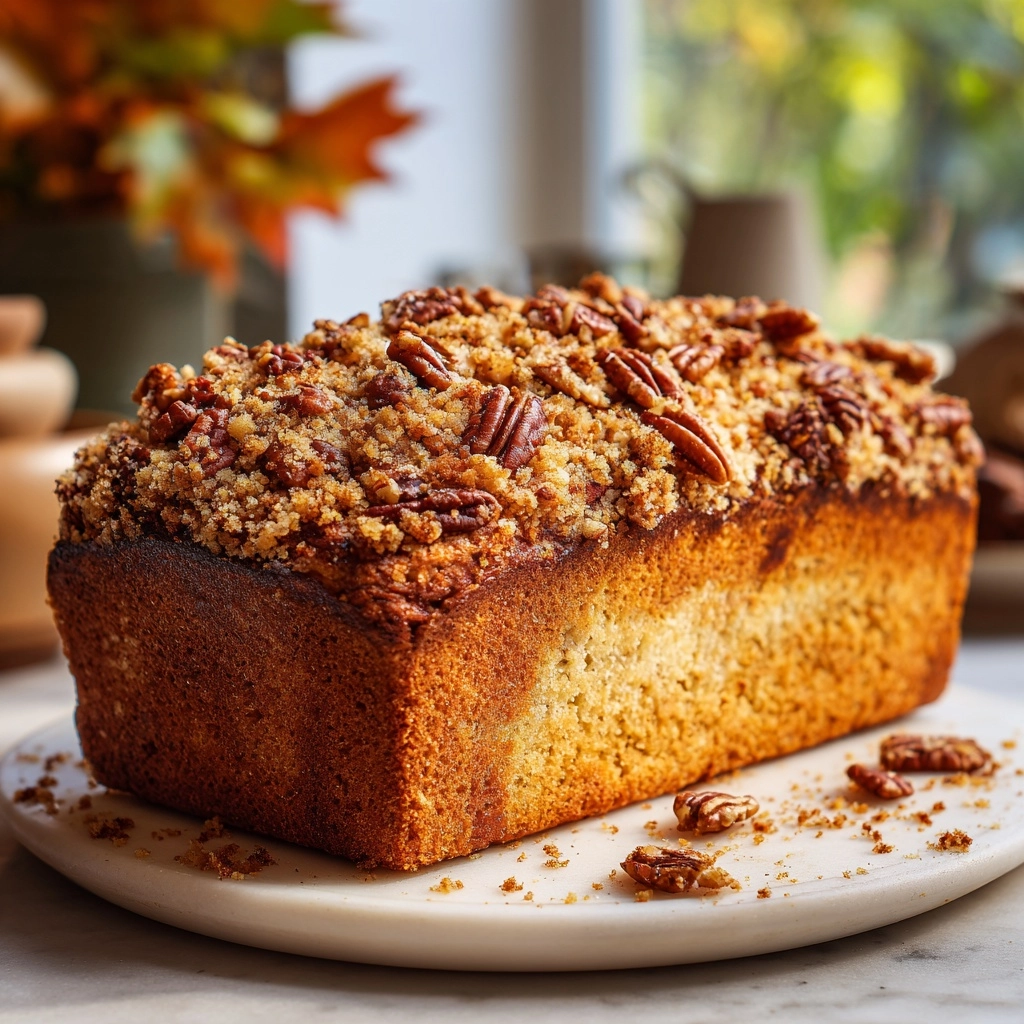Pumpkin Bread with Brown Sugar Pecan Topping Recipe - Recipe Image