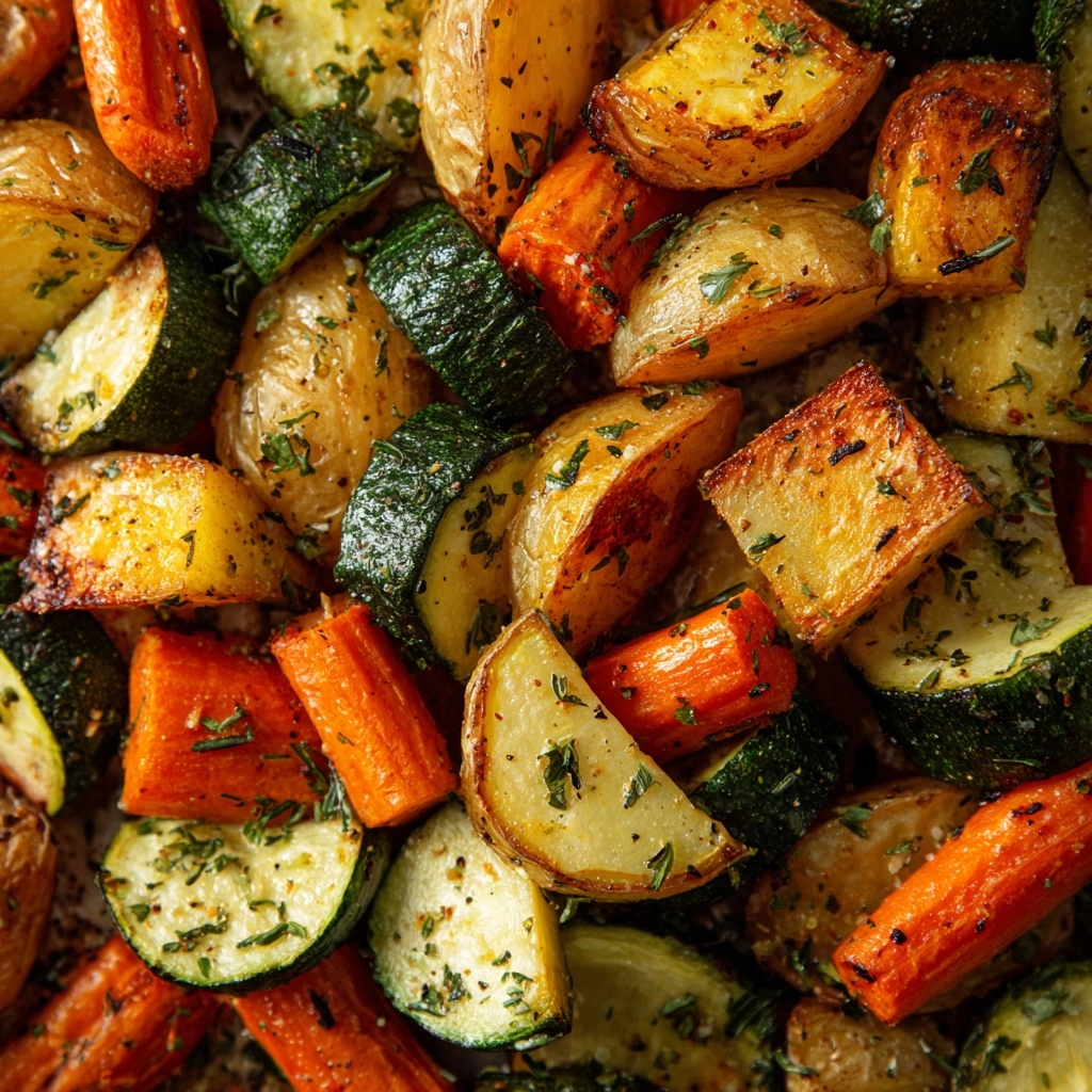 Garlic Herb Roasted Potatoes, Carrots, and Zucchini Recipe - Recipe Image