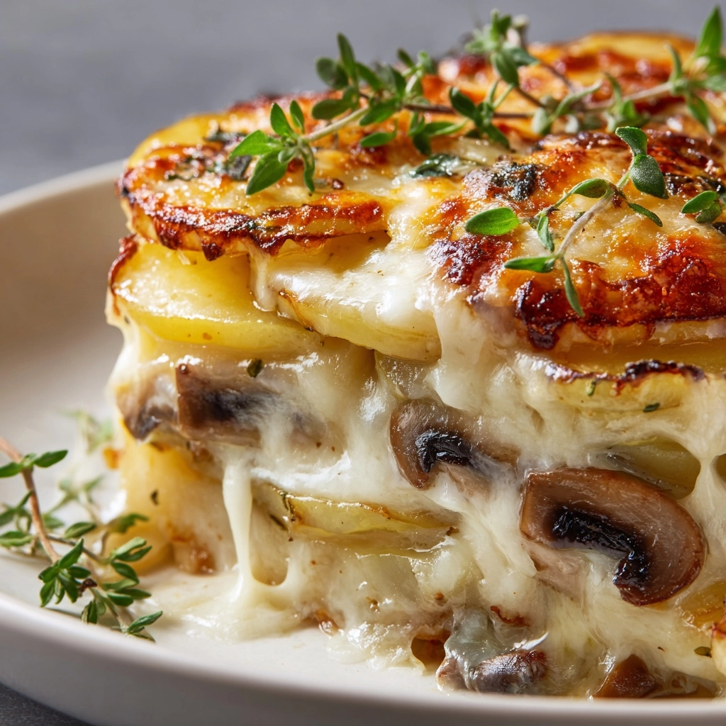 Potato and Mushroom Gratin with Gorgonzola Recipe - Recipe Image