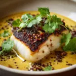South Indian Style Coconut Cod Curry with Saffron Butter Recipe