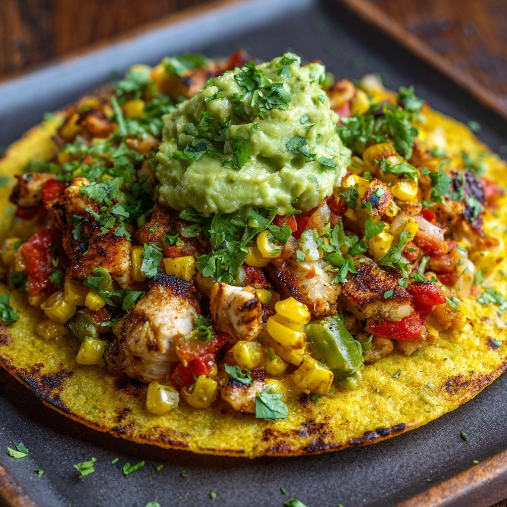 Chicken Veggie Tostadas with Guacamole Recipe - Recipe Image