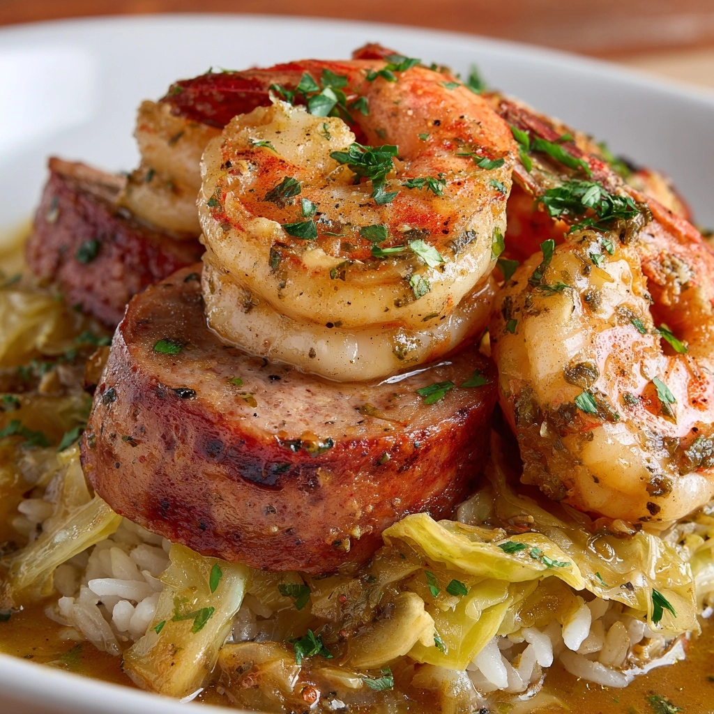 Shrimp and Sausage Cabbage Bowl Recipe - Recipe Image