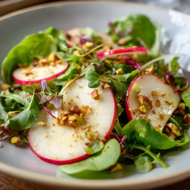 Apple Radish and Watercress Salad with Pistachio Chile de Árbol Dressing Recipe