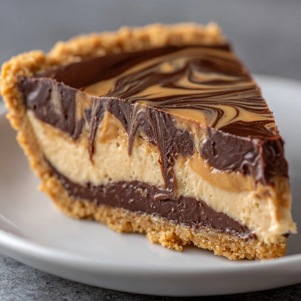 No-Bake Chocolate Peanut Butter Swirl Pie Recipe - Recipe Image