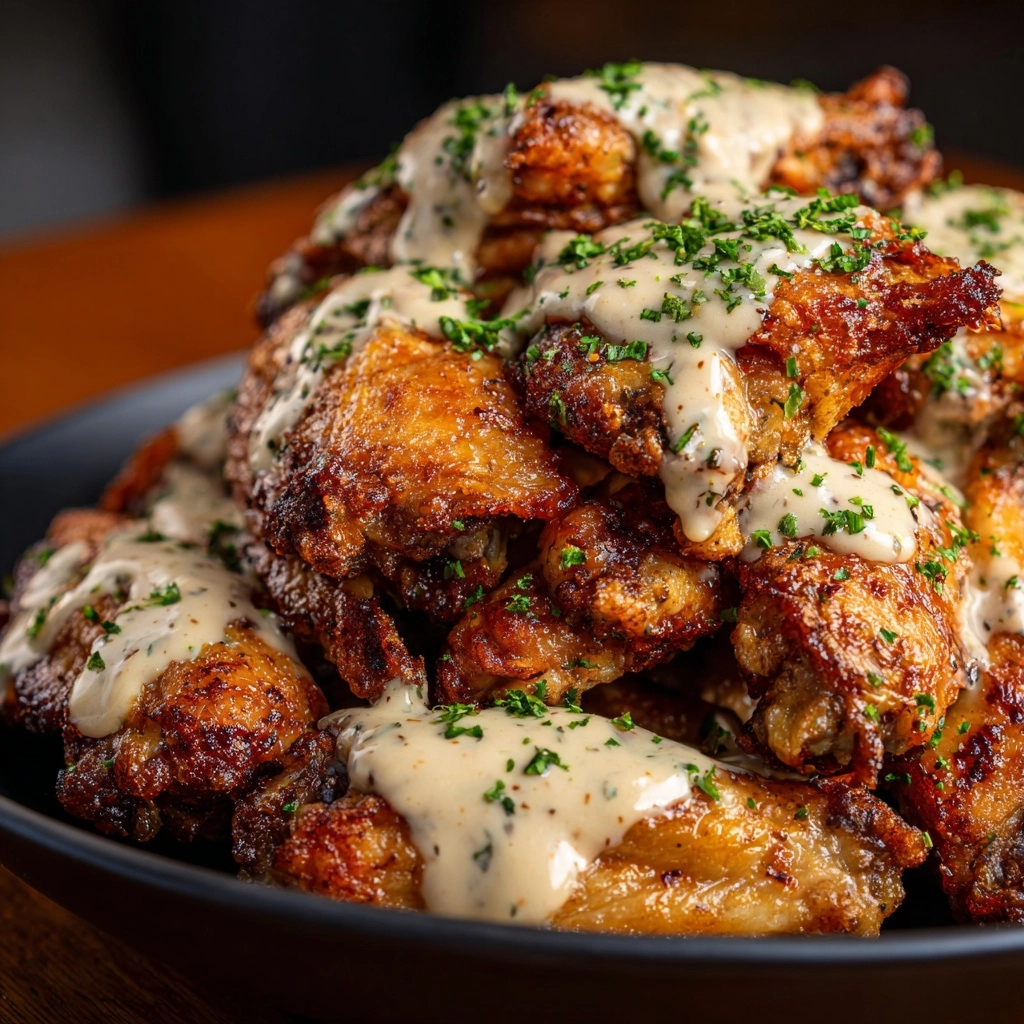 Creamy Parmesan Alfredo Chicken Wings Recipe - Recipe Image
