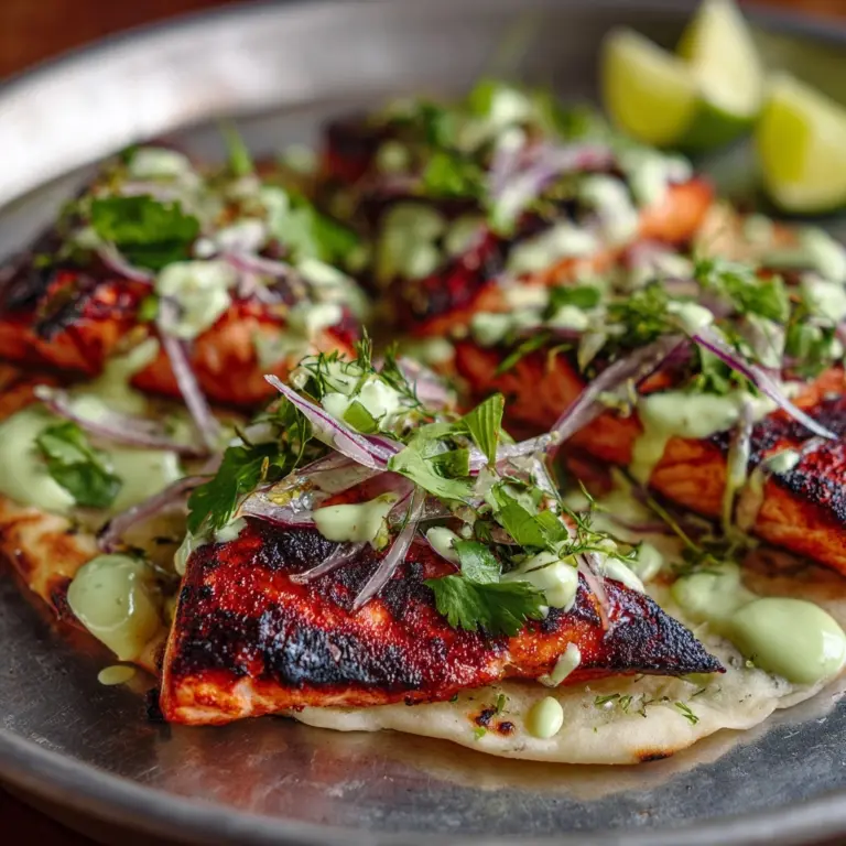Blackened Salmon with Grilled Naan and Lime Slaw Recipe