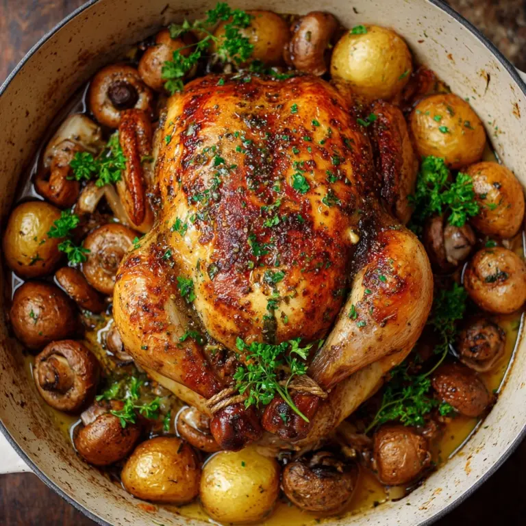 Creamy Lemon and Herb Pot Roasted Chicken Recipe