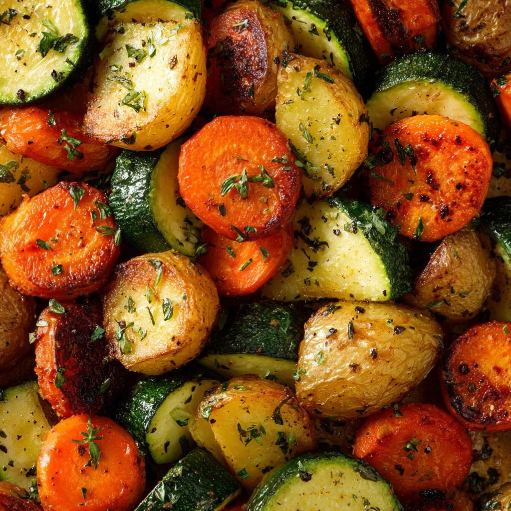 Garlic Herb Roasted Potatoes, Carrots, and Zucchini Recipe - Recipe Image