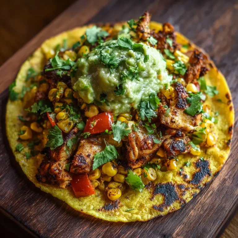 Chicken Veggie Tostadas with Guacamole Recipe