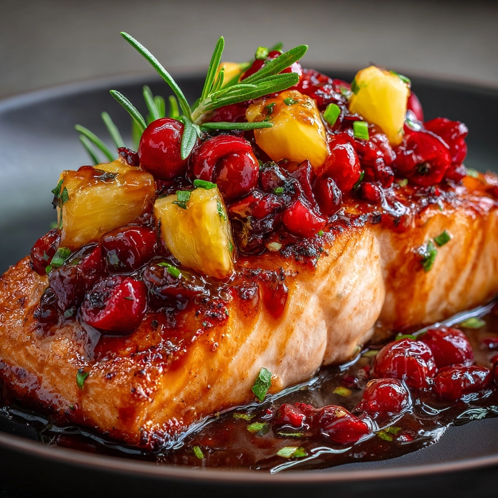 Holiday Glazed Salmon with Cranberry-Pineapple Relish Recipe - Recipe Image
