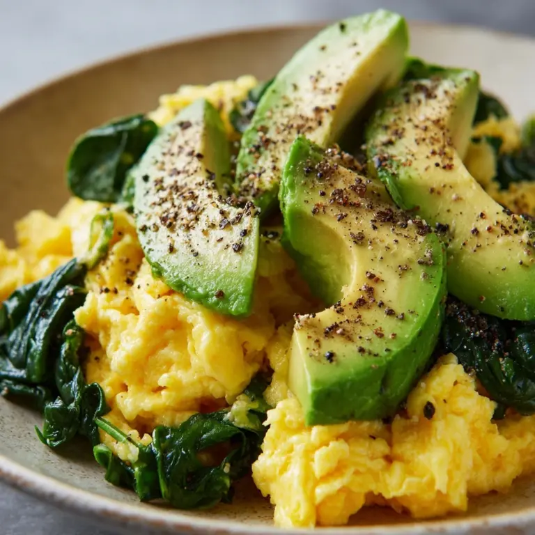 Scrambled Eggs with Spinach and Avocado Recipe