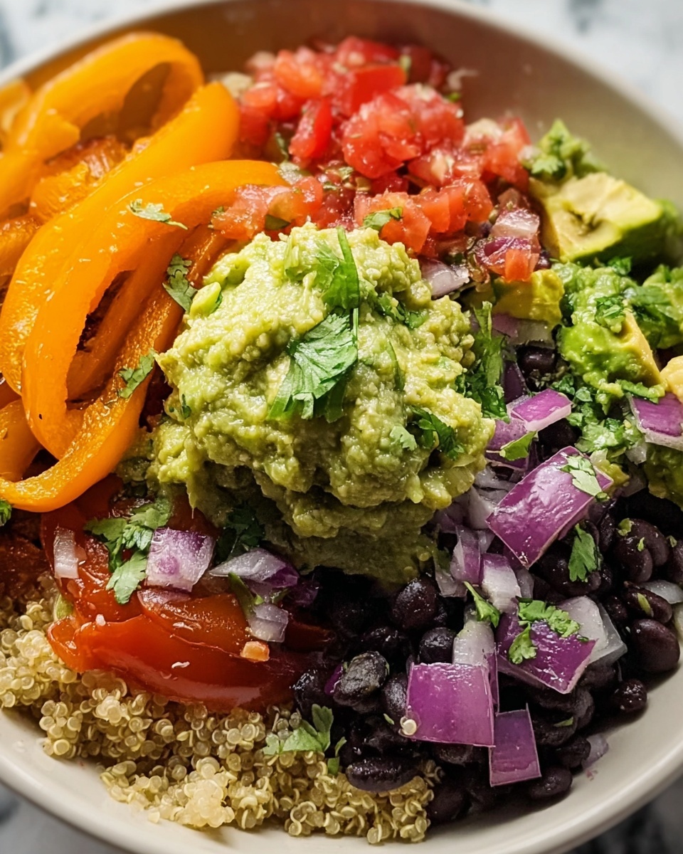 Black Bean & Quinoa Bowl with Guacamole and Veggies Recipe - Recipe Image