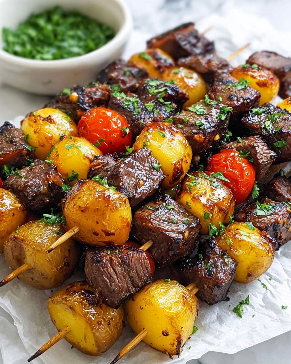 Rosemary Garlic Steak Kebabs Recipe - Recipe Image