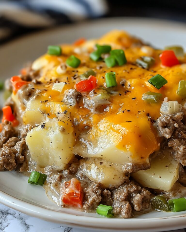 Crockpot Cheesesteak Potato Casserole Recipe
