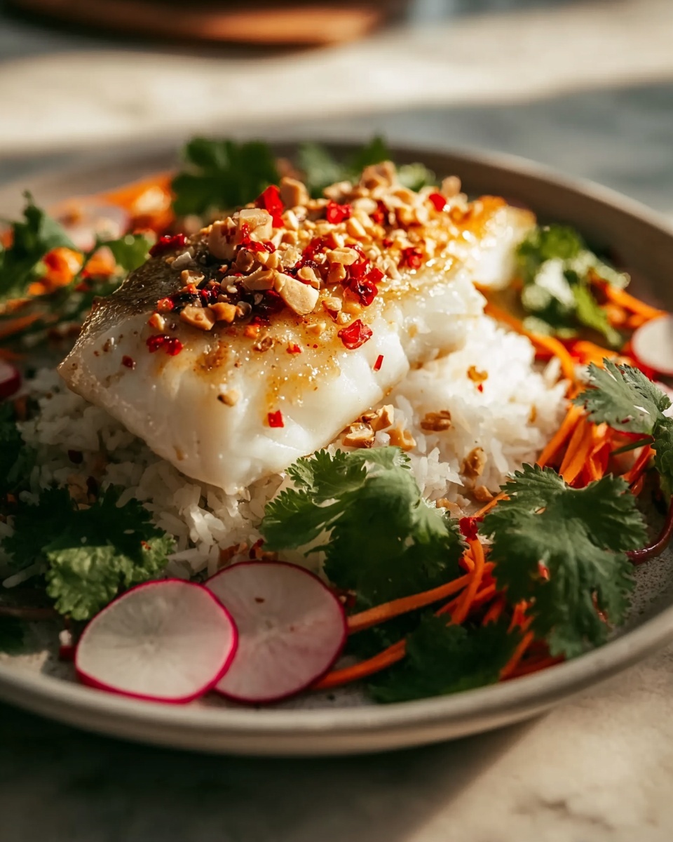Vietnamese-Style Haddock with Sticky Rice and Crunchy Salad Recipe - Recipe Image