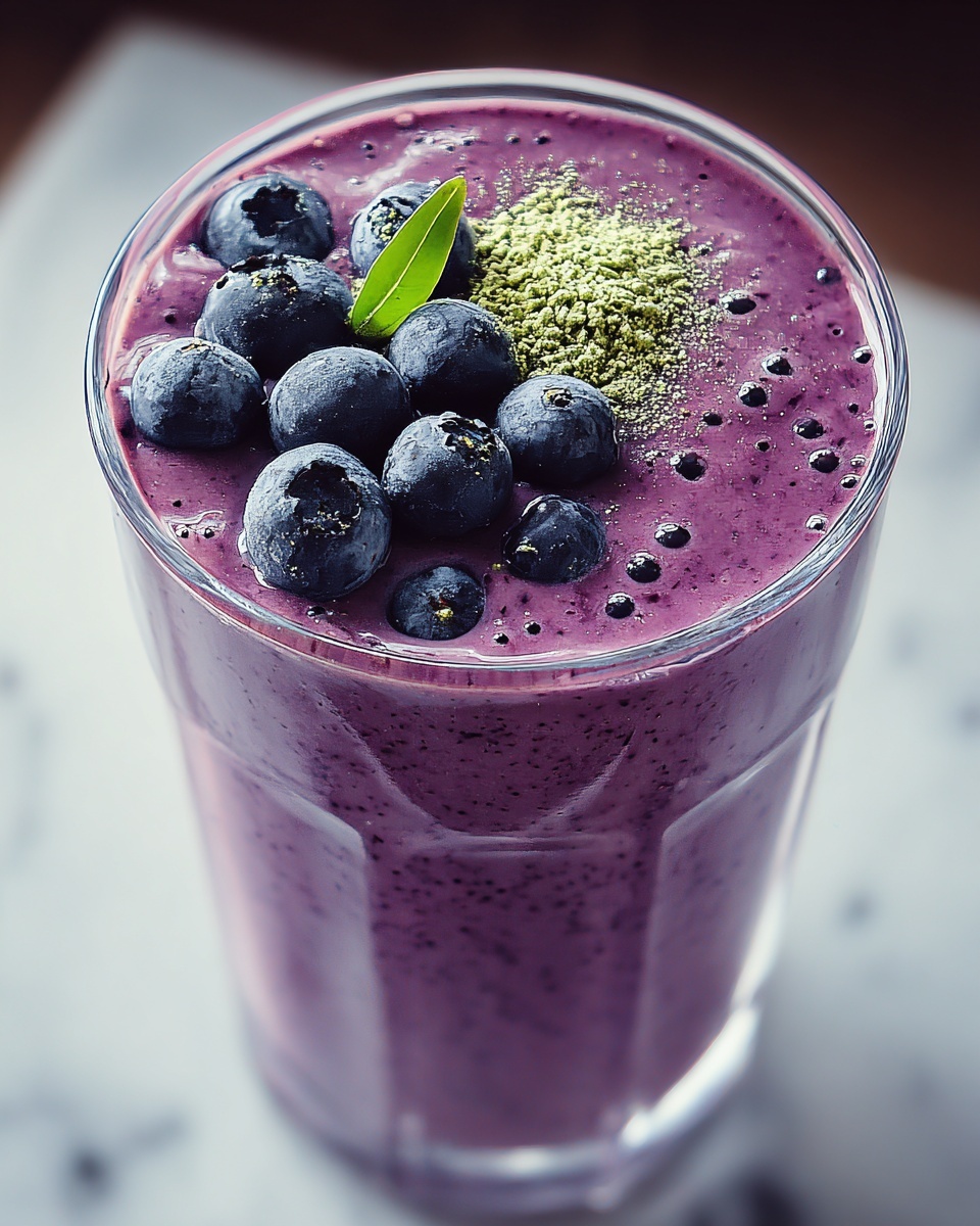 Wild Blueberry Vanilla Matcha Smoothie Recipe - Recipe Image