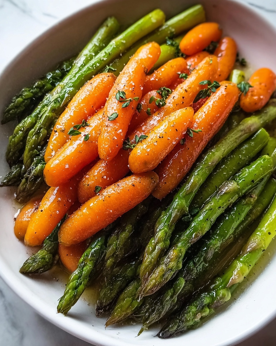 Roasted Asparagus and Carrots with Garlic and Thyme Recipe - Recipe Image