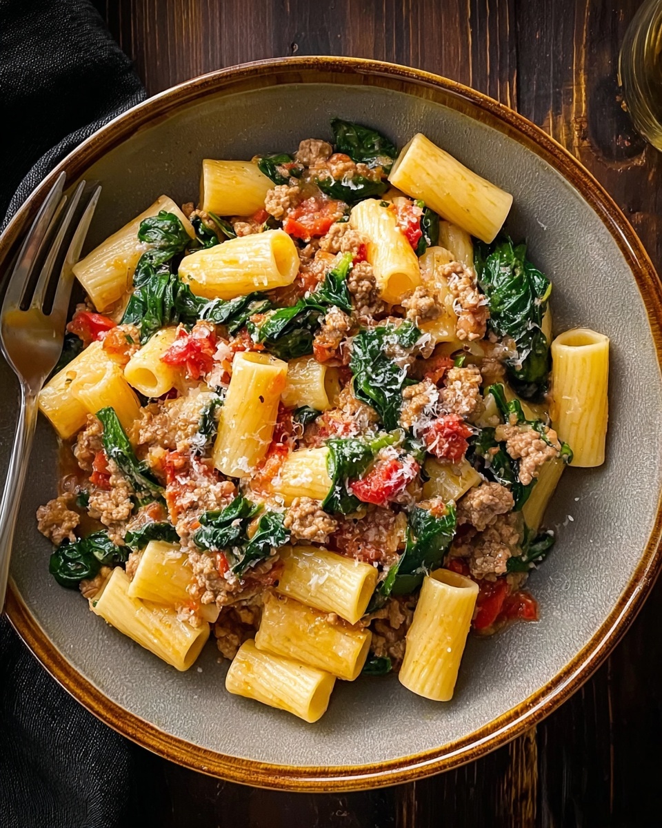 Spicy Paccheri with Sausage & Greens Recipe - Recipe Image