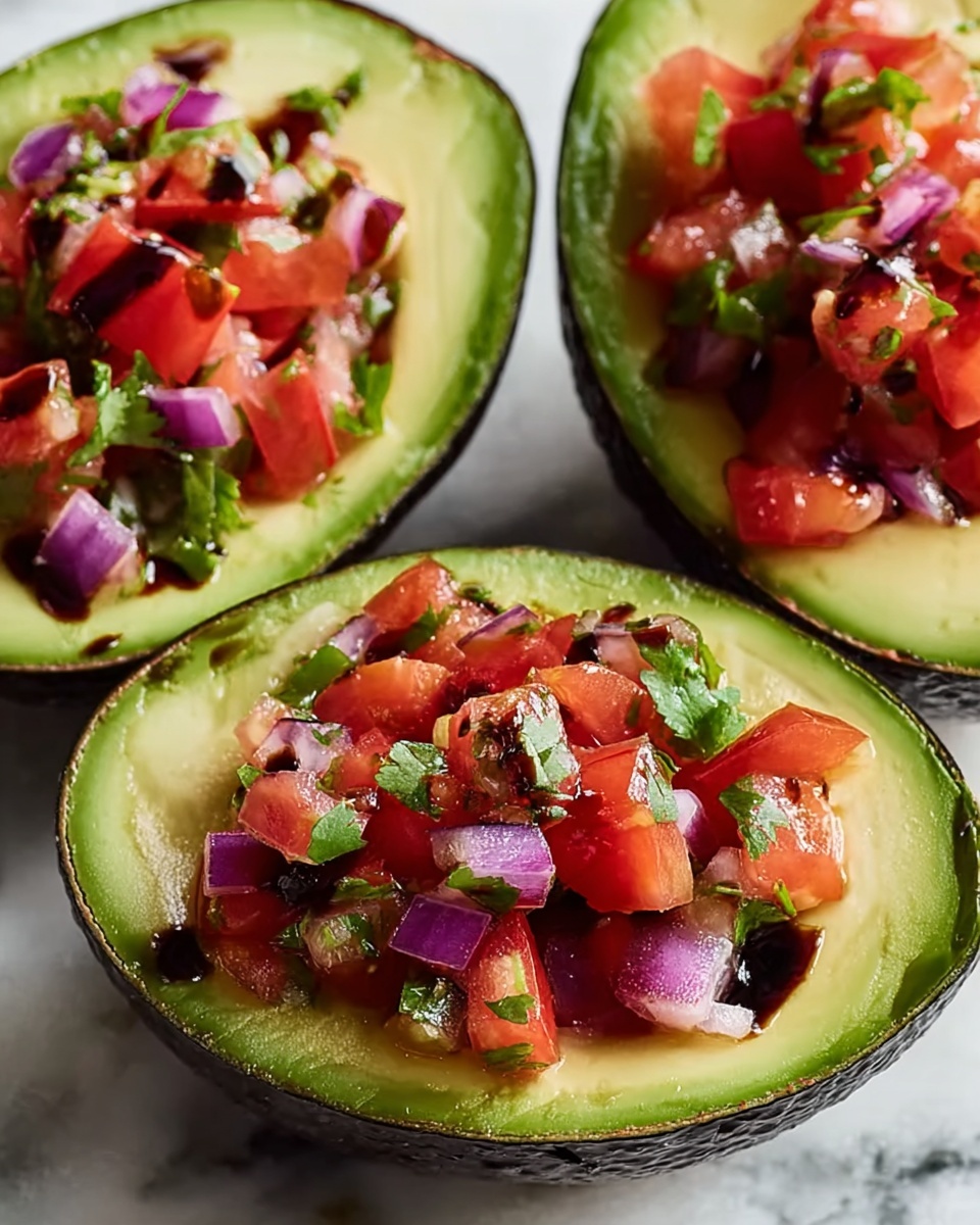 Bruschetta Stuffed Avocados with Balsamic Glaze Recipe - Recipe Image