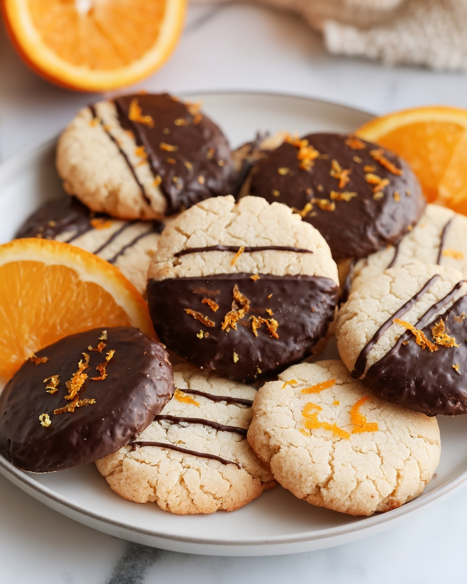 Chocolate Dipped Orange Shortbread Cookies Recipe - Recipe Image