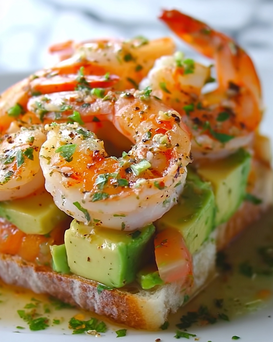Shrimp and Avocado Garlic Bread Recipe - Recipe Image