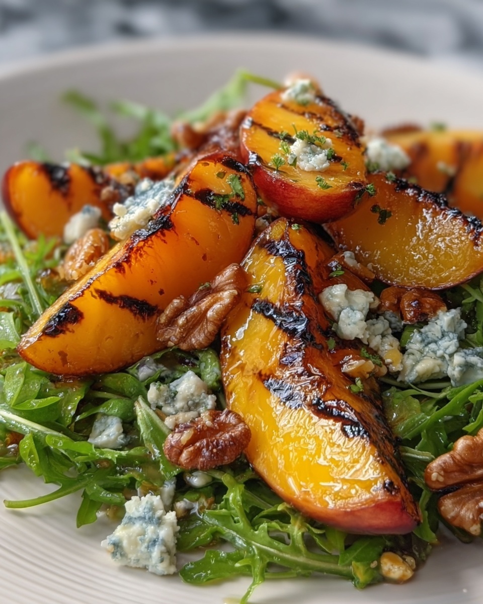 Grilled Peach Salad with Gorgonzola and Walnuts Recipe - Recipe Image