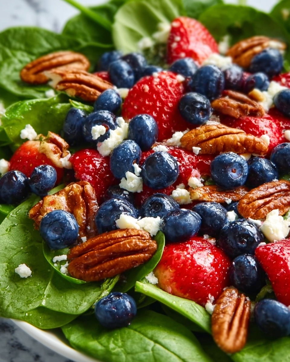 Strawberry & Blueberry Spinach Salad with Pecans and Feta Recipe - Recipe Image