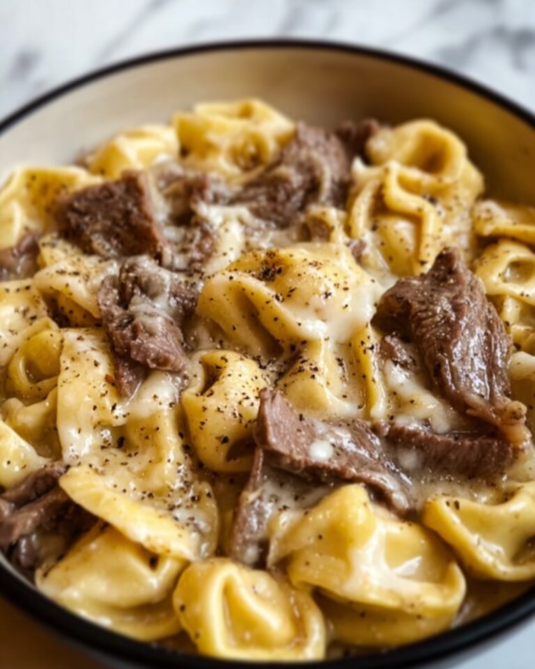 Cheesesteak Tortellini in Rich Provolone Sauce Recipe