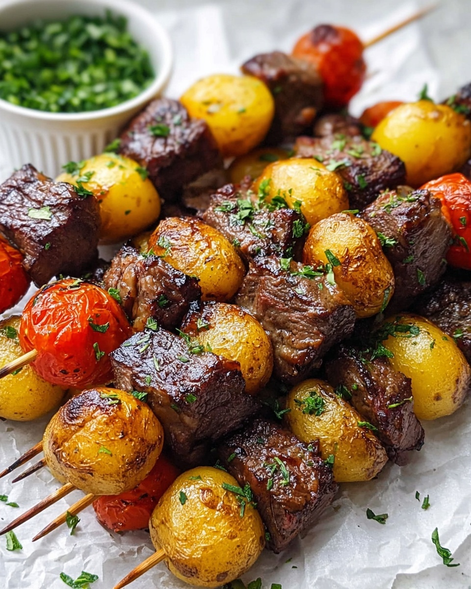 Rosemary Garlic Steak Kebabs Recipe - Recipe Image