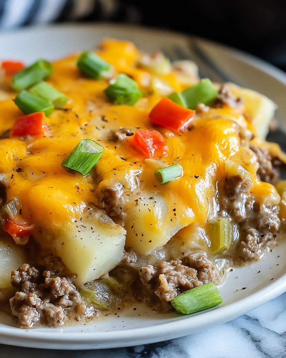 Crockpot Cheesesteak Potato Casserole Recipe - Recipe Image
