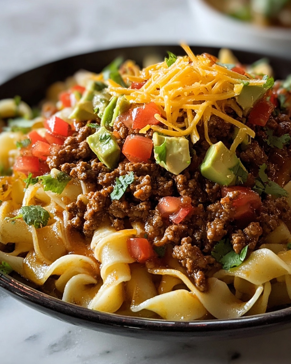 Cheesy Beef Taco Pasta Recipe - Recipe Image