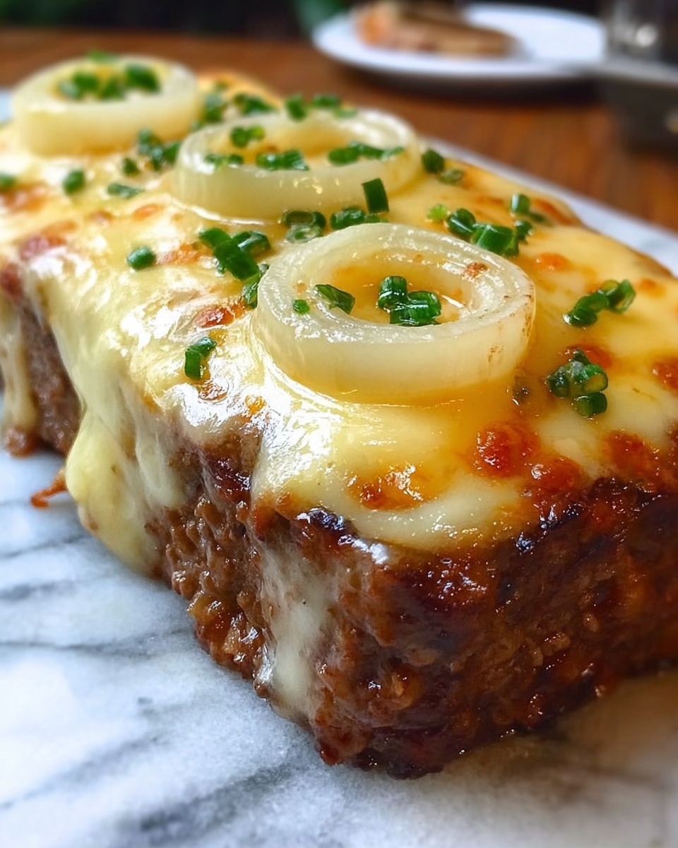 Crockpot French Onion Meatloaf with Melted Swiss Cheese Recipe - Recipe Image