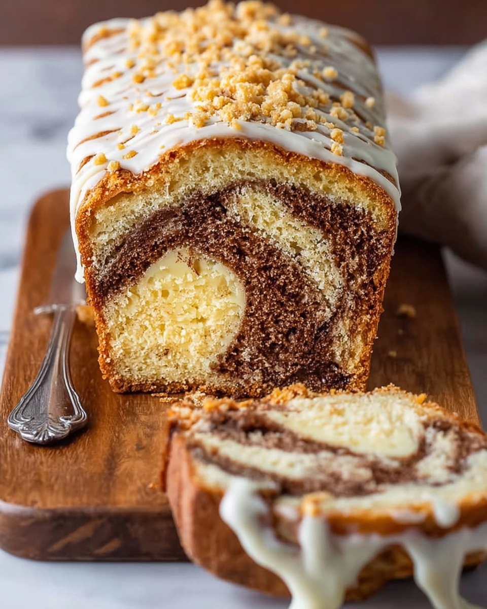 Cinnamon Swirl Cream Cheese Banana Bread Recipe - Recipe Image