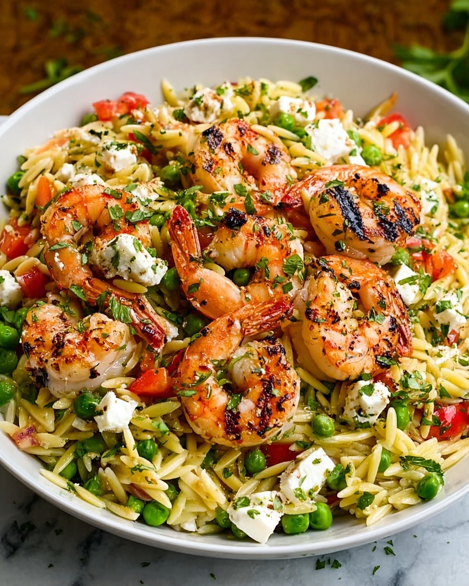 Greek-Style Lemony Grilled Shrimp Orzo Salad Recipe - Recipe Image