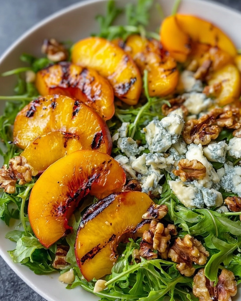 Grilled Peach Salad with Gorgonzola and Walnuts Recipe - Recipe Image