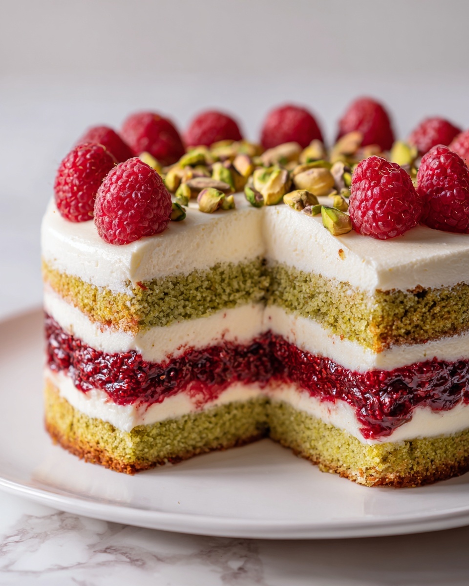Pistachio Raspberry Cake Recipe - Recipe Image