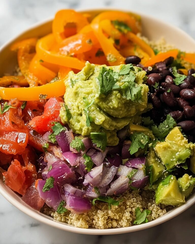 Black Bean & Quinoa Bowl with Guacamole and Veggies Recipe