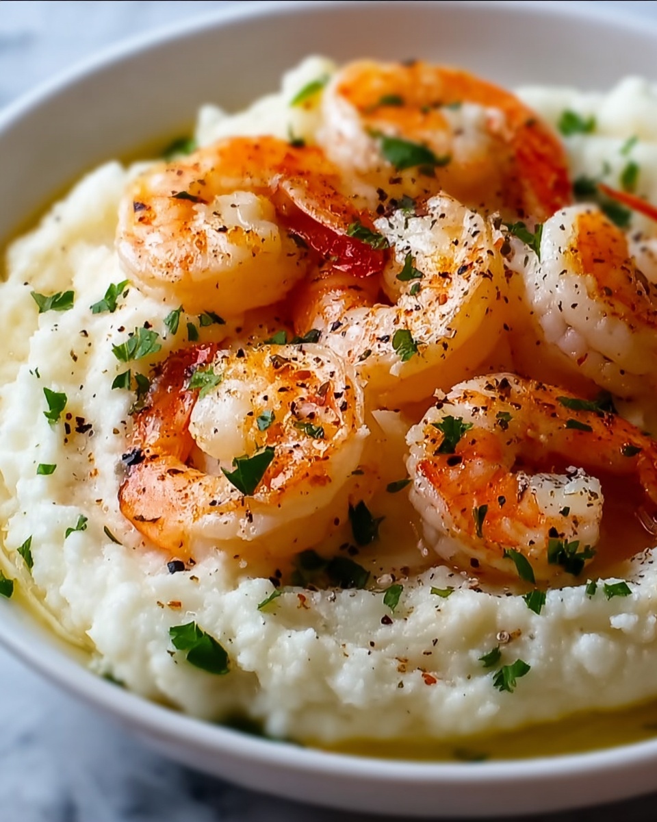 Garlic Butter Shrimp with Creamy Mashed Potatoes Recipe - Recipe Image