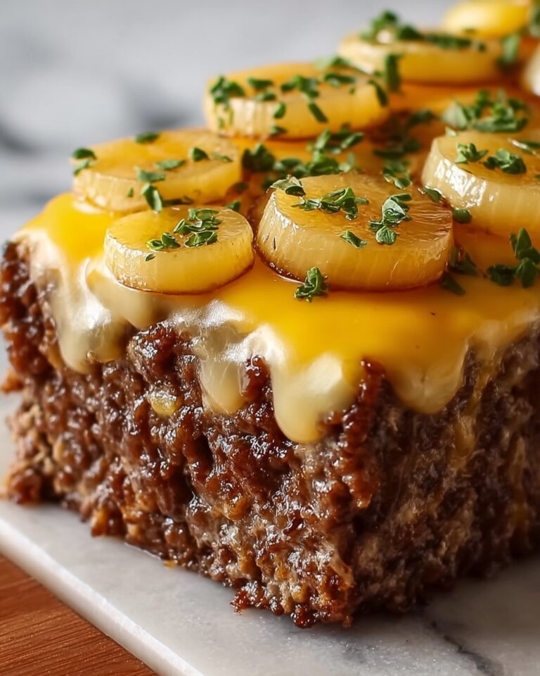 Crockpot French Onion Meatloaf with Melted Swiss Cheese Recipe
