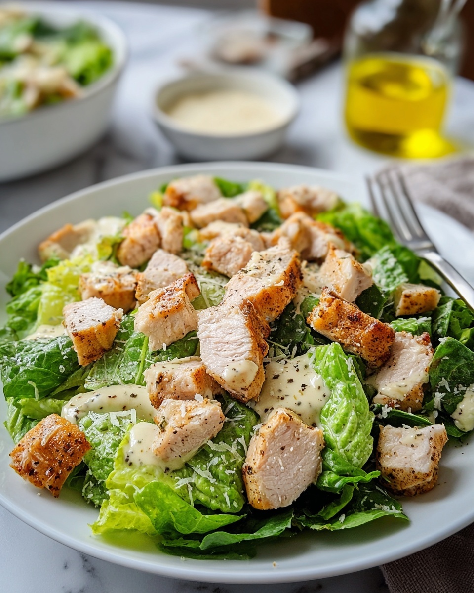 Grilled Chicken Caesar Salad with Homemade Croutons Recipe - Recipe Image