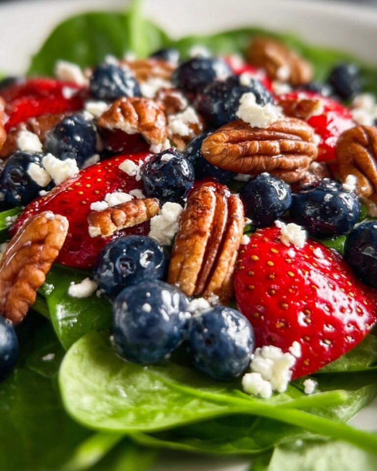 Strawberry & Blueberry Spinach Salad with Pecans and Feta Recipe