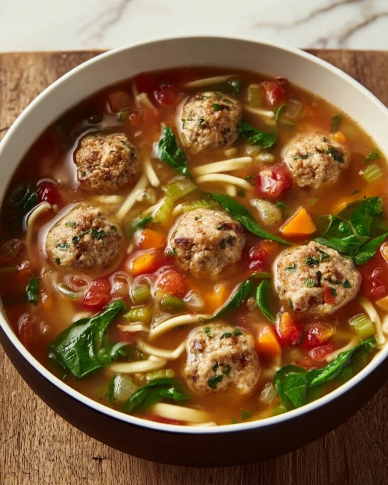 Hearty Meatball Soup with Vegetables and Pasta Recipe
