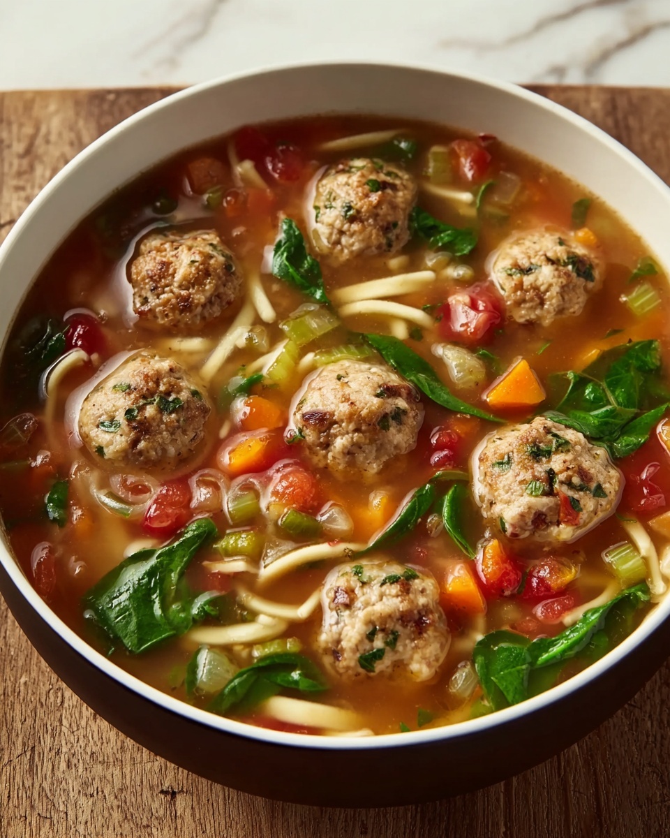 Hearty Meatball Soup with Vegetables and Pasta Recipe - Recipe Image