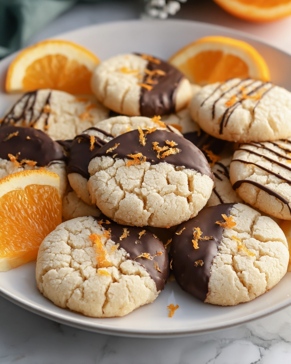 Chocolate Dipped Orange Shortbread Cookies Recipe - Recipe Image
