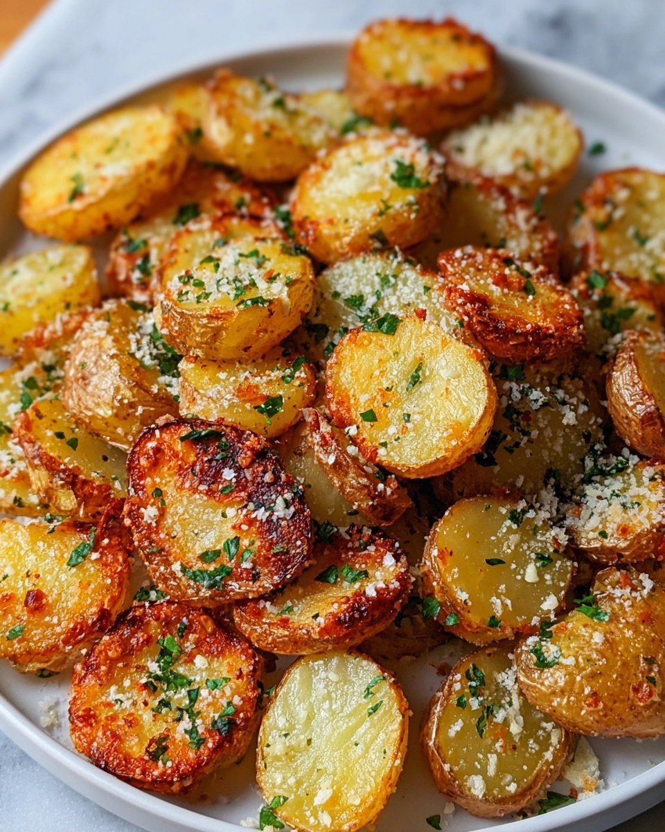 Crispy Garlic Parmesan Crusted Potatoes Recipe - Recipe Image